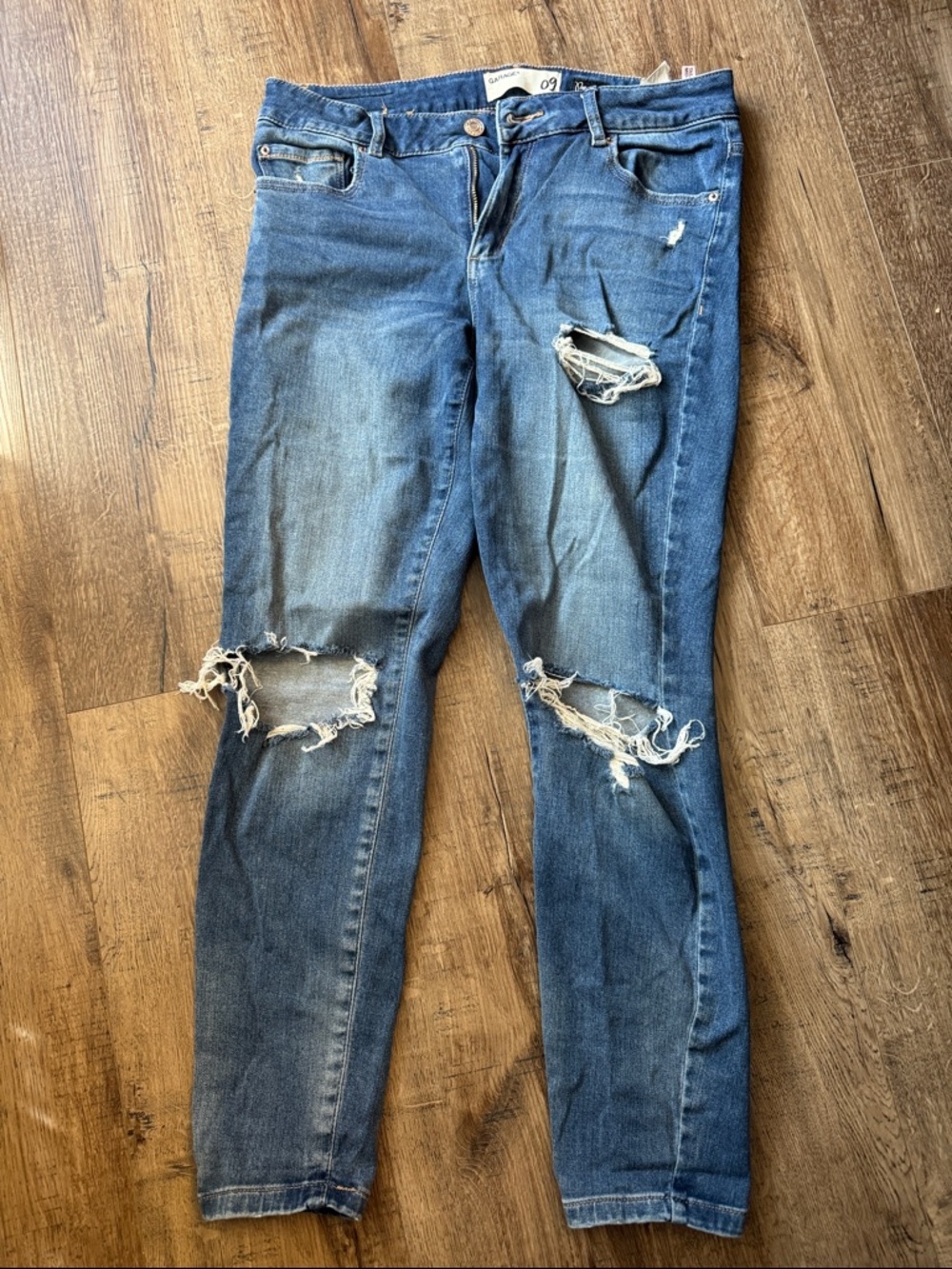 Garage Women's Skinny Ripped Blue Denim Jeans